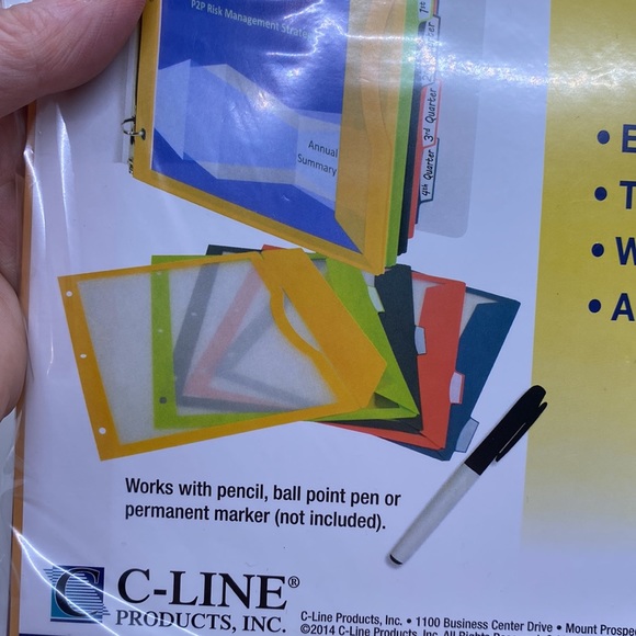 NWT C-Line 5-Tab Binder Pockets With Write-On Index Tabs - Picture 5 of 5
